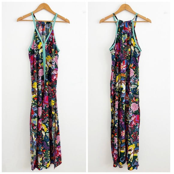 American & Beyond Boho Novelty Print Elephant Floral Coastal Maxi Dress Size M - Picture 2 of 14